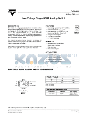 DG9411_08 datasheet - Low-Voltage Single SPDT Analog Switch