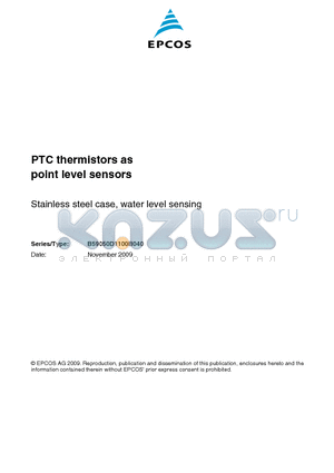 B59050D1100B040 datasheet - PTC thermistors as point level sensors