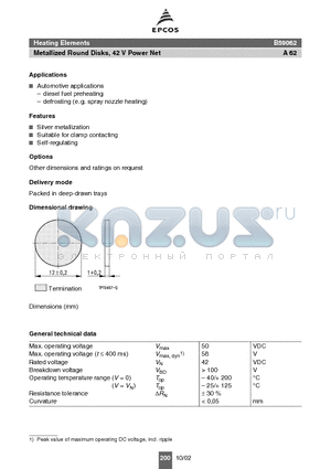 B59062A0140A010 datasheet - Metallized Round Disks, 42 V Power Net Heating Elements