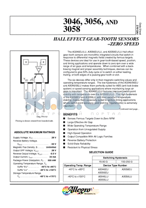 A3046 datasheet - HALL EFFECT GEAR-TOOTH SENSORS  ZERO SPEED