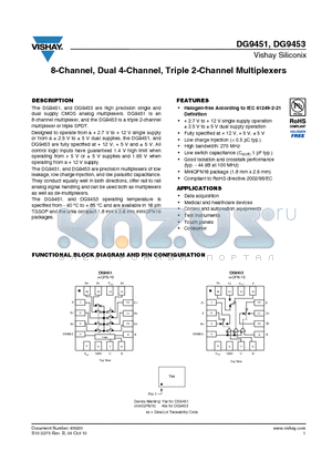 DG9451EN-T1-E4 datasheet - 8-Channel, Dual 4-Channel, Triple 2-Channel Multiplexers