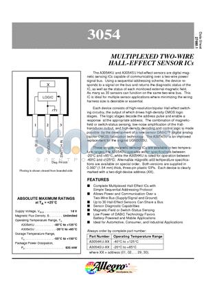 A3054KU datasheet - MULTIPLEXED TWO-WIRE HALL-EFFECT SENSOR ICs