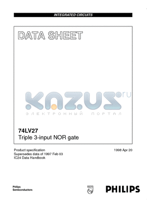 74LV27 datasheet - Triple 3-input NOR gate