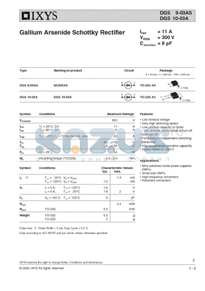 DGS10-03A datasheet - Gallium Arsenide Schottky Rectifier