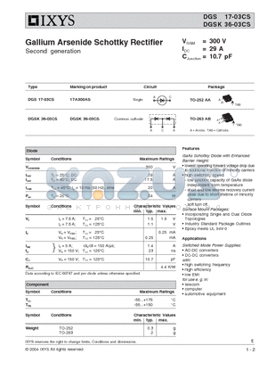 DGS17-03CS datasheet - Gallium Arsenide Schottky Rectifier