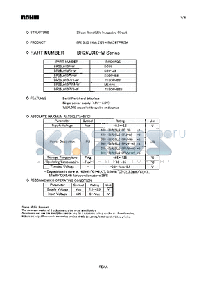 BR25L010FV-W datasheet - SPI BUS 1Kbit (128 x 8bit) EEPROM