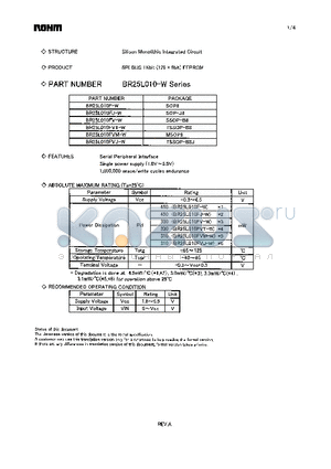BR25L010FVJ-W datasheet - SPI BUS 1Kbit (128 x 8bit) EEPROM