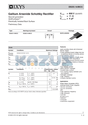 DGSS6-06CC datasheet - Gallium Arsenide Schottky Rectifier