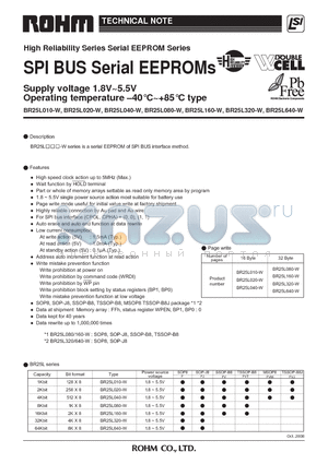 BR25L020-W datasheet - SPI BUS Serial EEPROMs