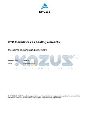 B59102R0090A010 datasheet - PTC thermistors as heating elements