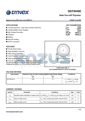 DGT304SE datasheet - Gate Turn-off Thyristor