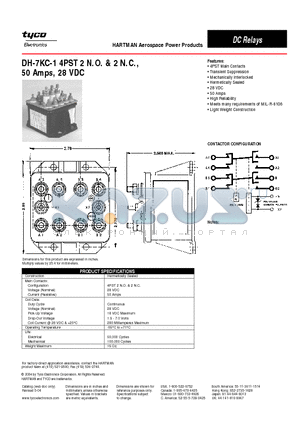DH-7KC-1 datasheet - DH-7KC-1 4PST 2 N.O. & 2 N.C.,50 Amps, 28 VDC