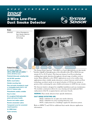 DH100LP datasheet - 2-Wire Low-Flow Duct Smoke Detector