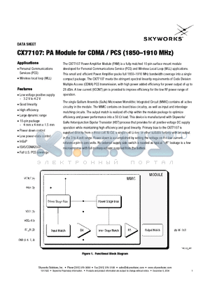 CX77107-14P datasheet - PA Module for CDMA / PCS (1850-1910 MHz)