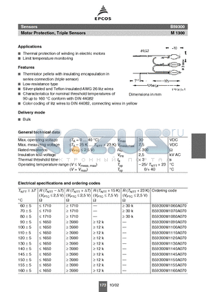 B59300M1120A070 datasheet - Motor Protection, Triple Sensors