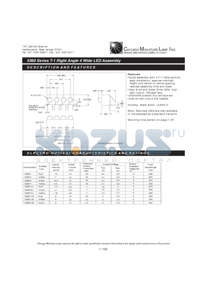 5360F3 datasheet - T-1 Right Angle 4 Wide LED Assembly