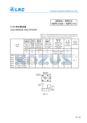 BR31 datasheet - 3.0A BRIDGE RECTIFIERS