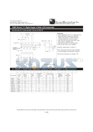 5360F5LC datasheet - T-1 Right Angle 4 Wide LED Assembly