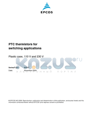 B59339A1501P020 datasheet - PTC thermistors for switching applications