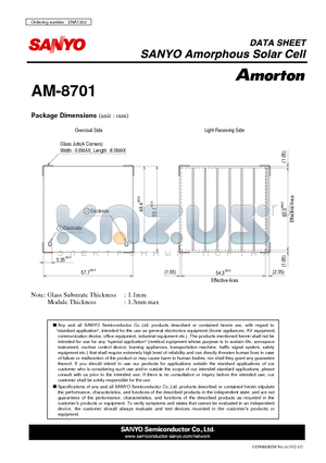 AM-8701 datasheet - Amorphous Solar Cell