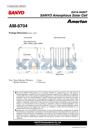 AM-8704 datasheet - Amorphous Solar Cell
