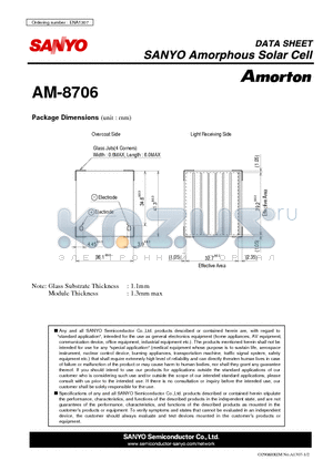 AM-8706 datasheet - Amorphous Solar Cell