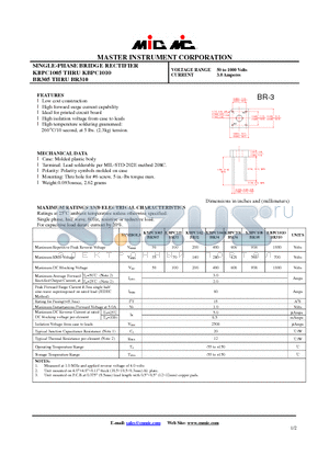 BR32 datasheet - SINGLE-PHASE BRIDGE RECTIFIER