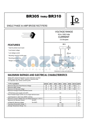 BR34 datasheet - SINGLE PHASE 3.0 AMP BRIDGE RECTIFIERS