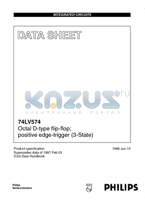 74LV574DB datasheet - Octal D-type flip-flop; positive edge-trigger 3-State