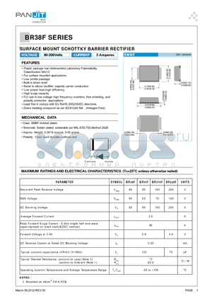 BR320F datasheet - SURFACE MOUNT SCHOTTKY BARRIER RECTIFIER