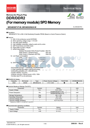 BR34E02NUX-W datasheet - DDR/DDR2 (For memory module) SPD Memory