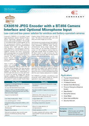 CX93510 datasheet - Passive Infrared Camera