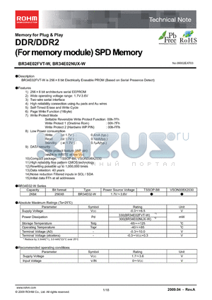 BR34E02FVT-W datasheet - DDR/DDR2 (For memory module) SPD Memory