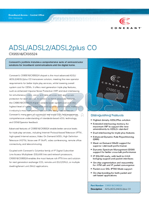 CX95516 datasheet - ADSL/ADSL2/ADSL2plus CO