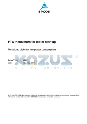 B59549A0135A020 datasheet - PTC thermistors for motor starting