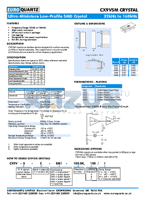 CX9VSM datasheet - 1Frequency Range 32kHz to 160kHz
