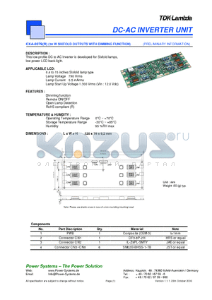 CXA-0379R datasheet - DC-AC INVERTER UNIT 30 W SIXFOLD OUTPUTS WITH DIMMING FUNCTION