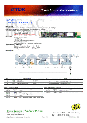 CXA-2081 datasheet - DC-AC Inverters