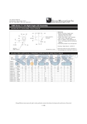 5380H3-12V datasheet - T-1 3/4 Right Angle LED Assembly