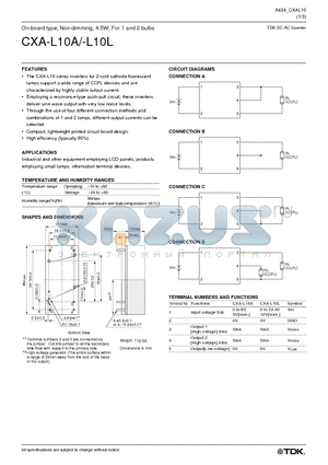 CXA-L10A datasheet - DC-AC INVERTER UNIT (4.5W DUAL OUTPUTS, PCB MOUNTABLE TYPE)