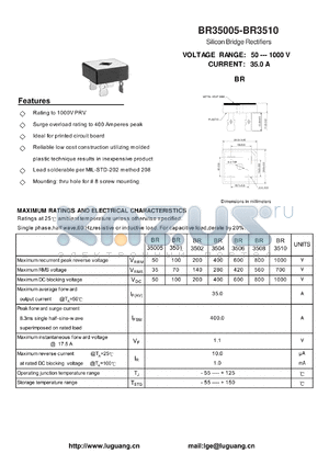 BR3510 datasheet - Silicon Bridge Rectifiers