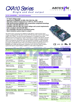 CXA10 datasheet - 10W DC/DC Converters