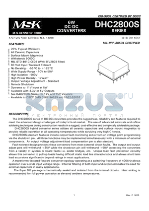 DHC2803SE datasheet - 6W DC-DC CONVERTERS