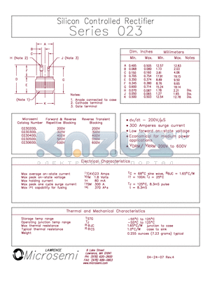 0230200L datasheet - Silicon Controlled Rectifier