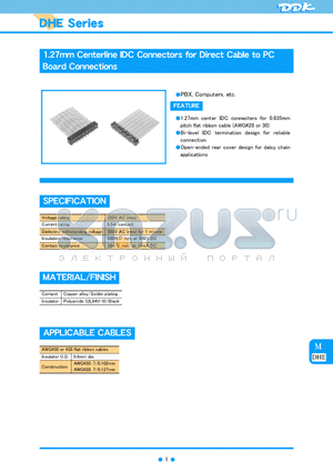 DHE-J26-15NN datasheet - 1.27mm Centerline IDC Connectors for Direct Cable to PC Board Connections