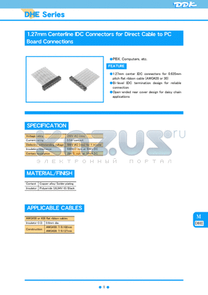 DHE-J60-15NN datasheet - 1.27mm Centerline IDC Connectors for Direct Cable to PC Board Connections