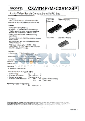 CXA1114P datasheet - AUDIO VIDEO SWITCH COMPATIBLE WITH I2C BUS