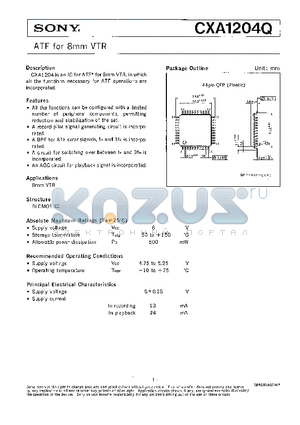 CXA1204Q datasheet - ATF FOR 8mm VTR