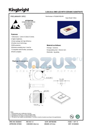 AT3228SY9ZS-RV datasheet - 3.2X2.8mm SMD LED WITH CERAMIC SUBSTRATE