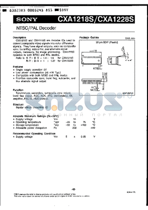 CXA1228S datasheet - NTSC/PAL Decoder